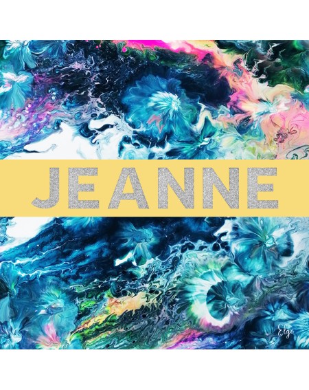 tableau bleu moderne avec prénom jeanne