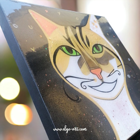 Tableau personnalisé chat peintre contemporain