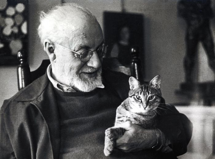 Henri Matisse and his cat Minouche